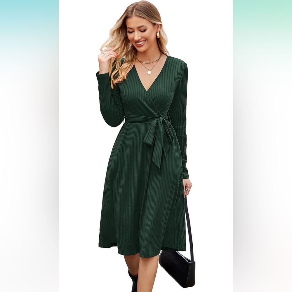Dark Green Wrap Dress